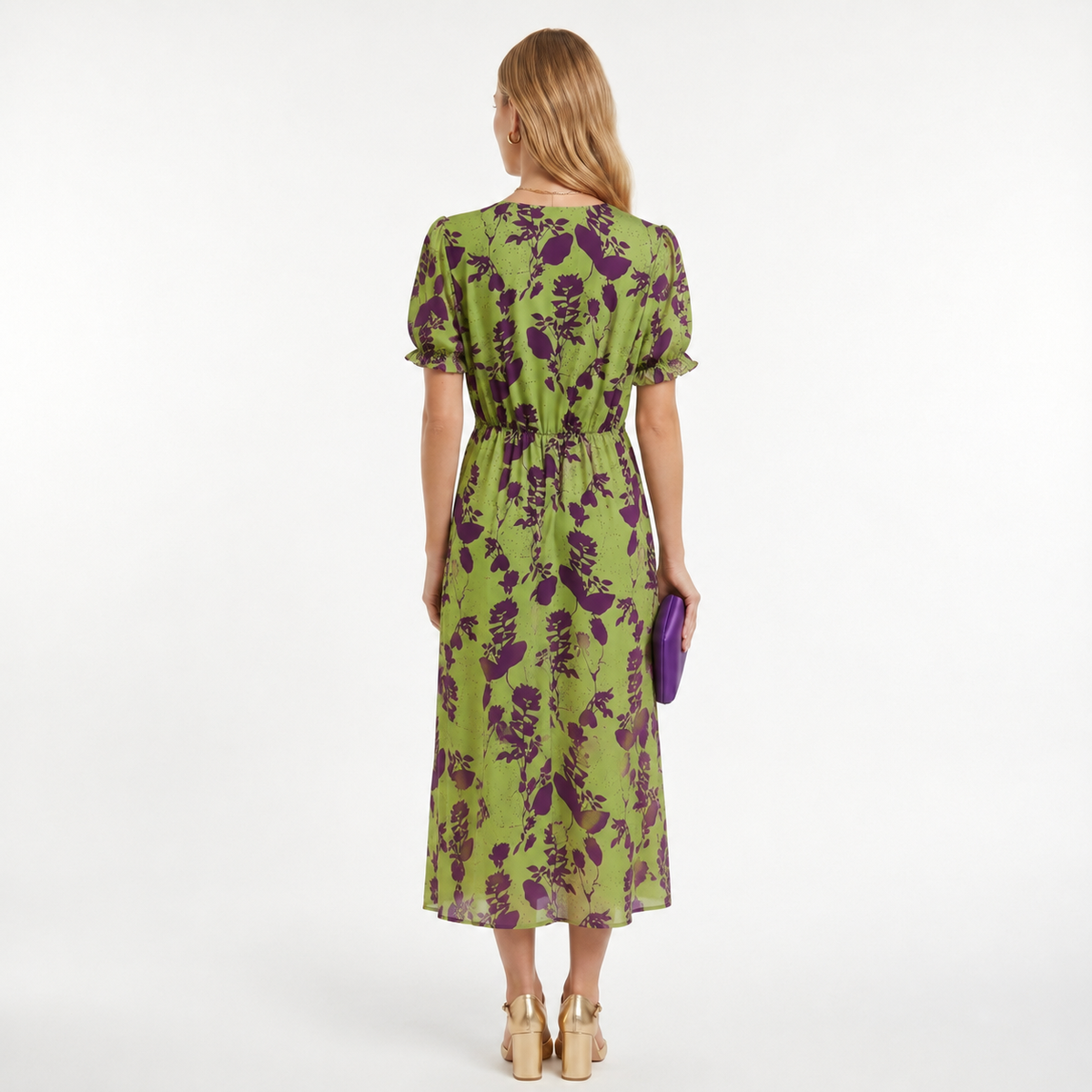 Esperanza | Vestido Elegante de Invitada Estampado Floral Mujer Manga Abullonada