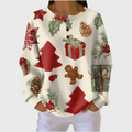 Abril | Sudadera Sin Capucha Mujer Estampado Navideño Manga Larga