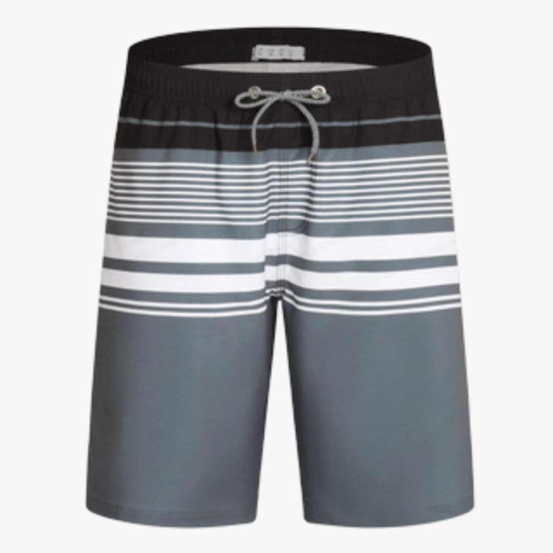 Adrian | Striped Swim Shorts with Elastic Waist for Men