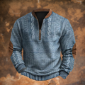 Adrián | Sudadera con Cremallera Estampada Hombre Manga Larga Cuello Mao