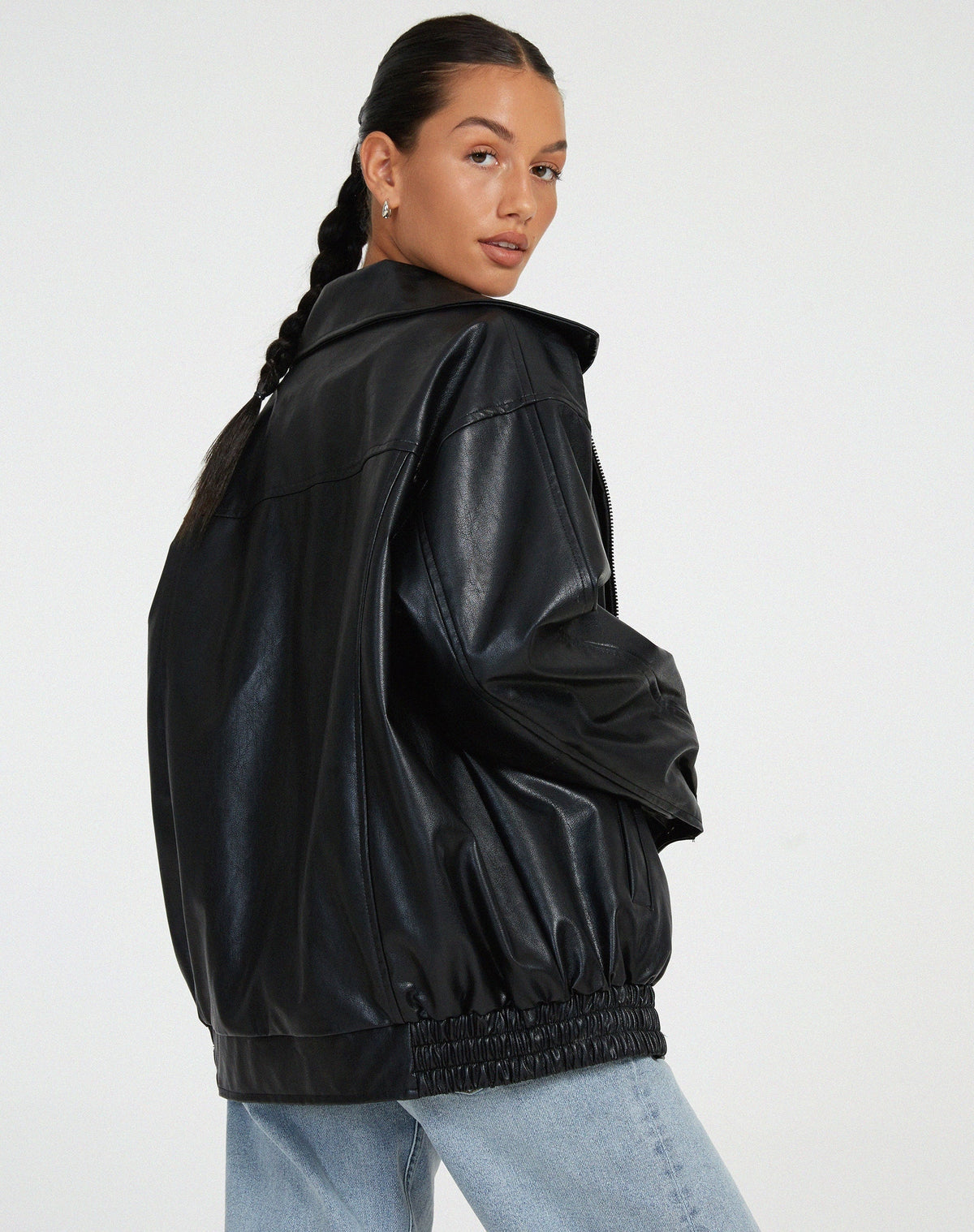 Aitana | Chaqueta de Cuero Oversize Biker Mujer Cremallera