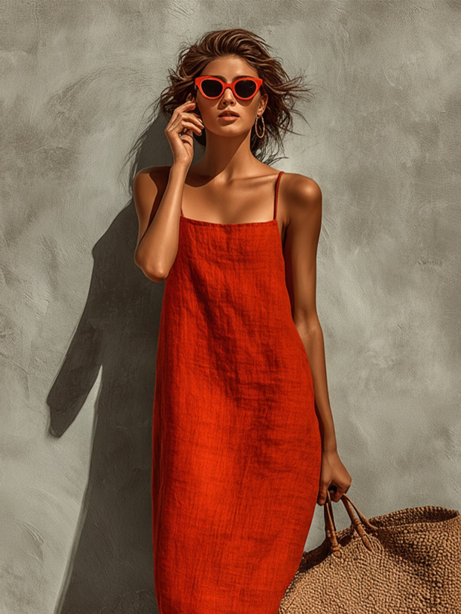 Aitana | Vestido Largo Casual Tirantes Mujer Escote Cuadrado