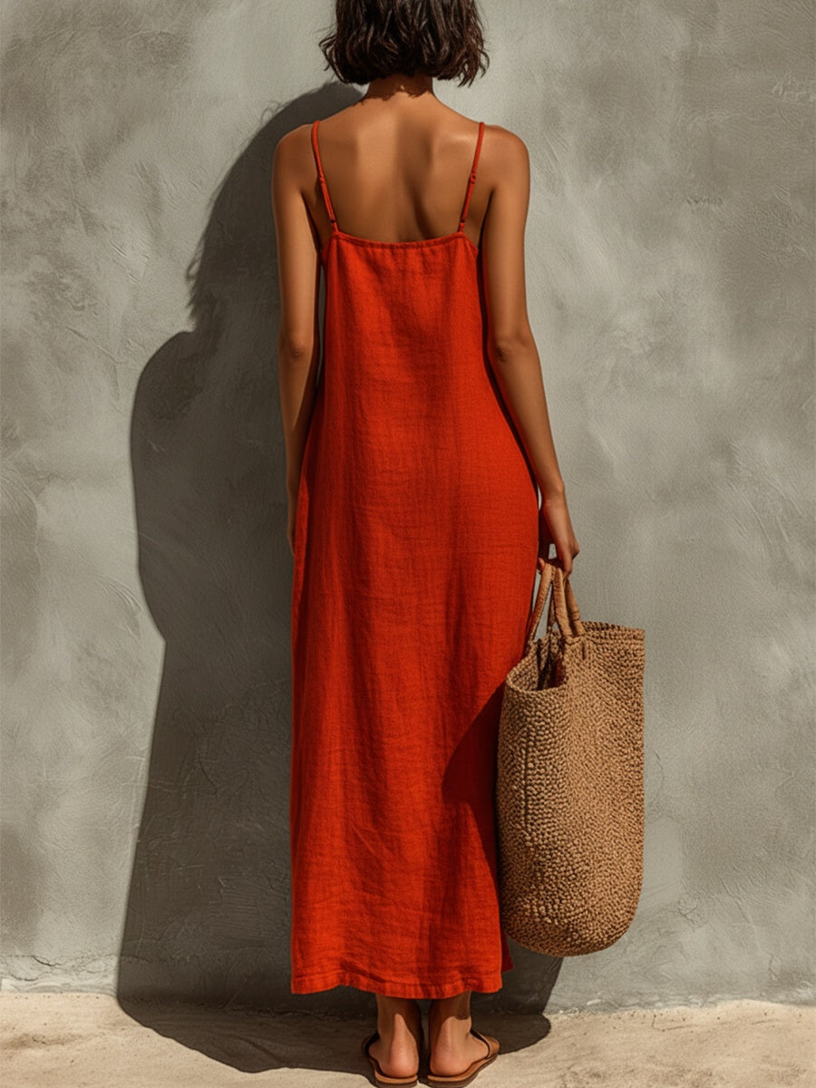 Aitana | Vestido Largo Casual Tirantes Mujer Escote Cuadrado