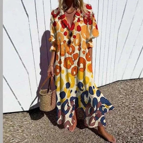 Aitana | Vestido Largo de Verano Estampado Floral Mujer Escote V