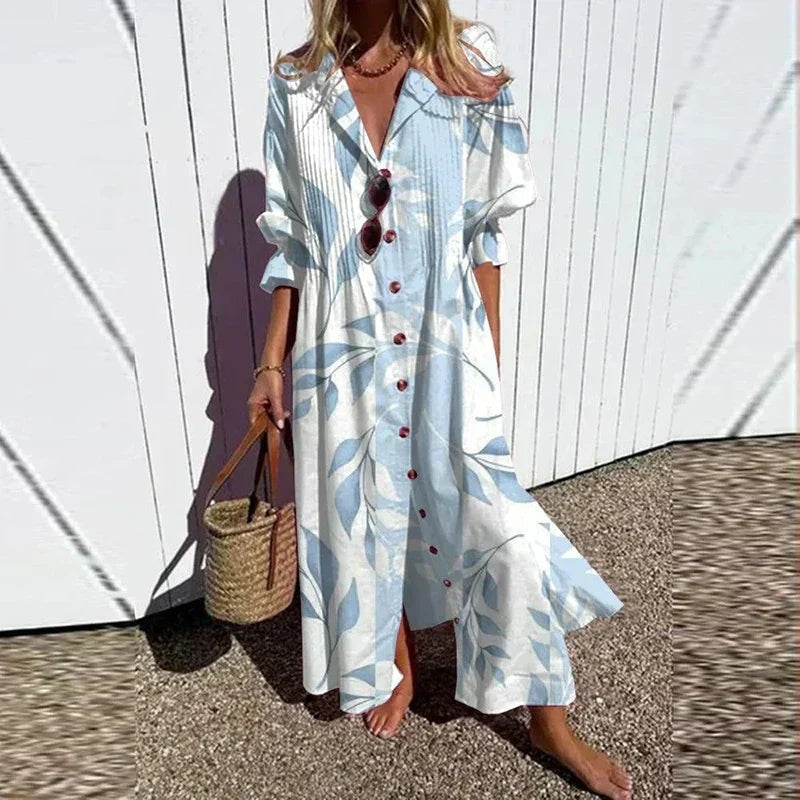 Aitana | Vestido Largo de Verano Estampado Floral Mujer Escote V