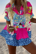 Alicia | Conjunto Camisa y Short Estampado Mujer Manga Corta Verano Playa
