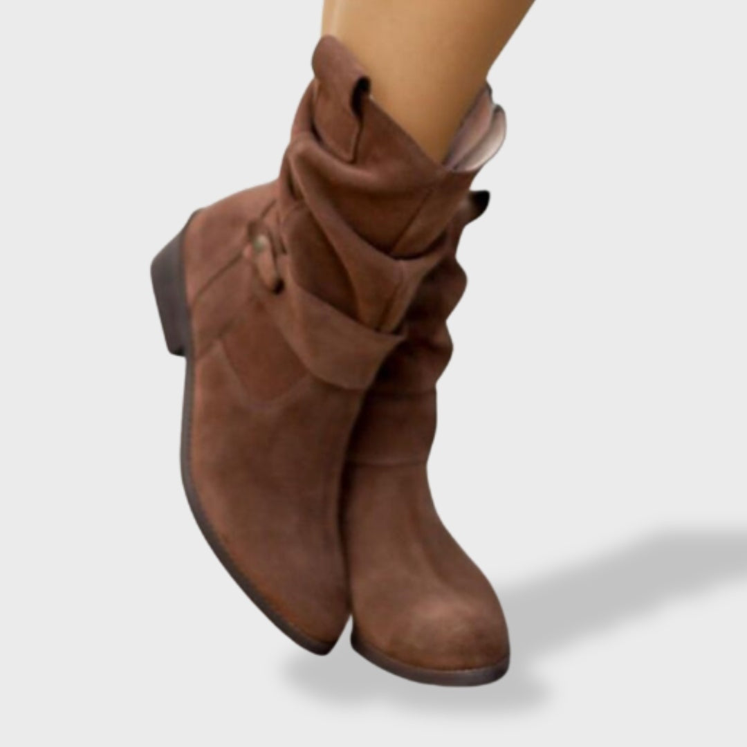 Alma | Botas Camperas de Ante Mujer Caña Media Hebilla