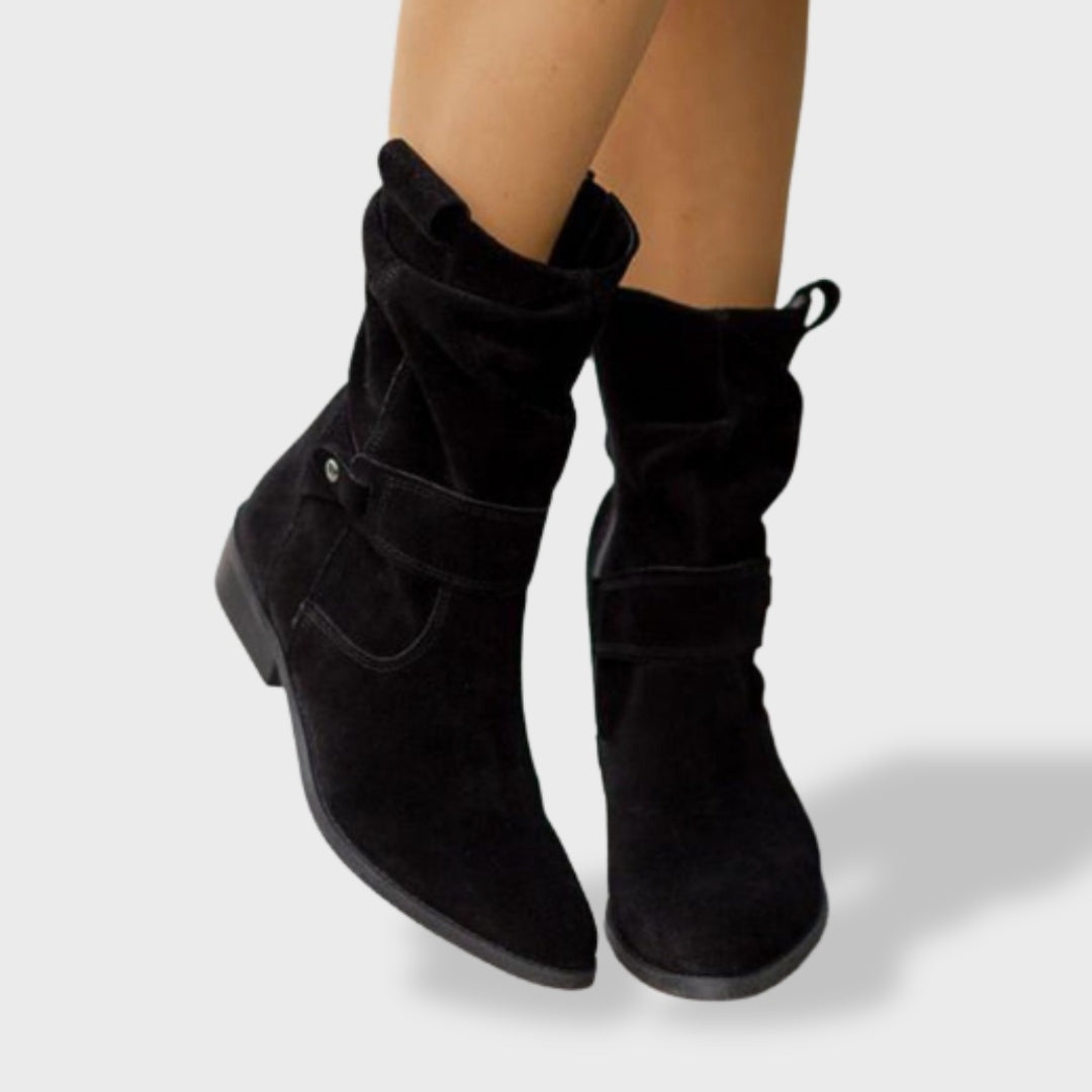 Alma | Botas Camperas de Ante Mujer Caña Media Hebilla