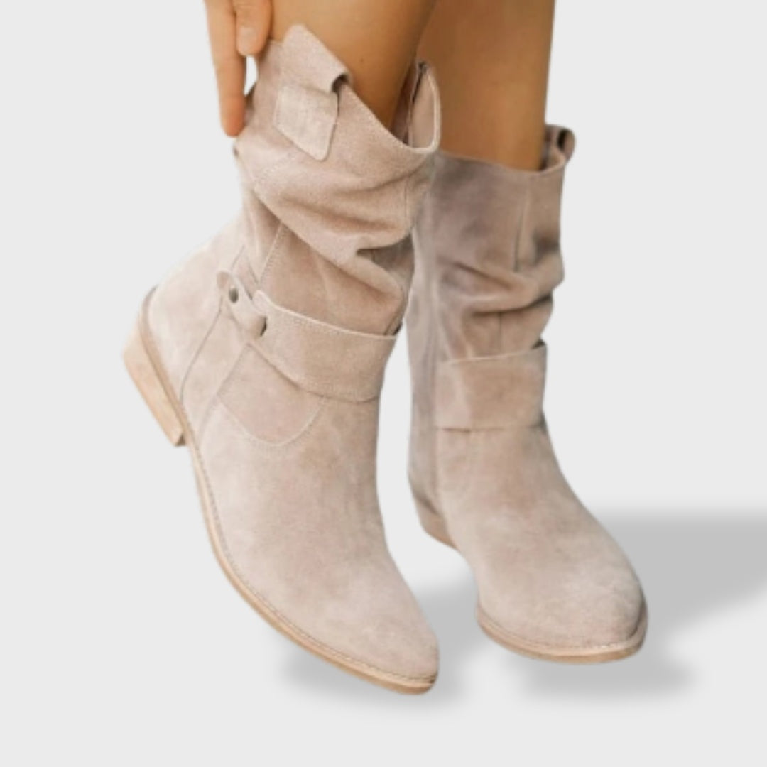 Alma | Botas Camperas de Ante Mujer Caña Media Hebilla