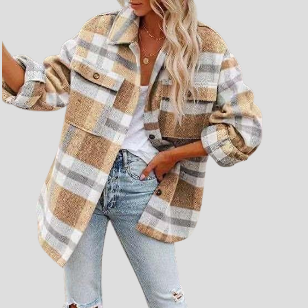 Alma | Sobrecamisa Mujer de Cuadros Oversize Manga Larga Bolsillos