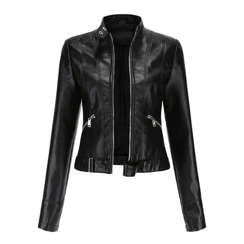 Alma | Chaqueta Motera Mujer de Polipiel Cuello Mao Cremallera