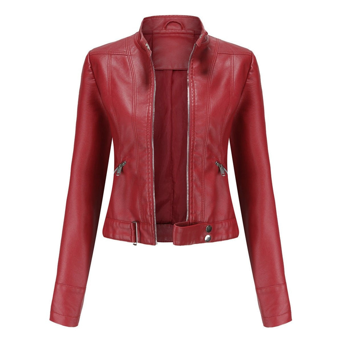 Alma | Chaqueta Motera Mujer de Polipiel Cuello Mao Cremallera