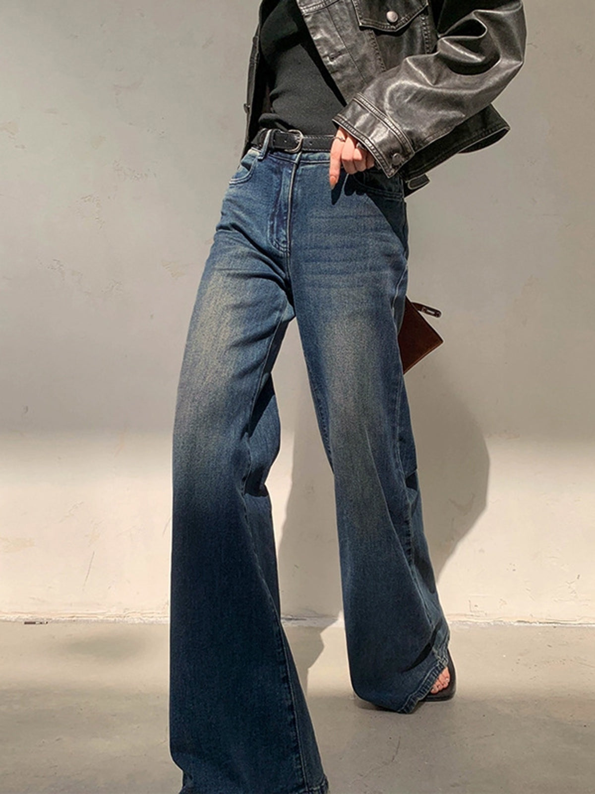 Alma | Pantalones Vaqueros de Pierna Ancha Mujer Cintura Alta