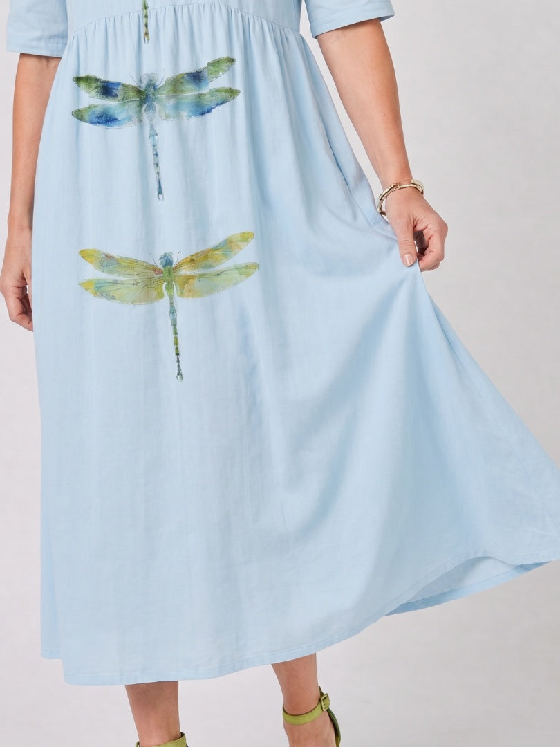 Alma | Vestido Midi Estampado Casual Mujer Manga Corta Bolsillos