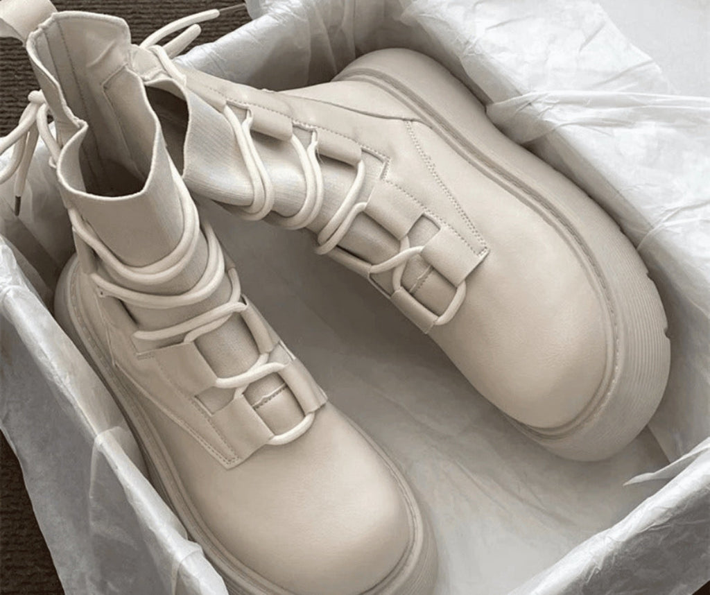 Amaia | Botas Militares Plataforma Mujer con Cordones y Hebillas