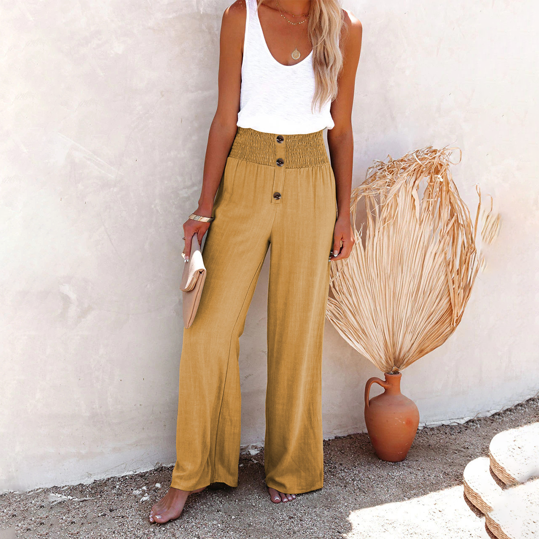 Amparo | Pantalón Palazzo Fresco de Verano de Cintura Alta Mujer Pierna Ancha