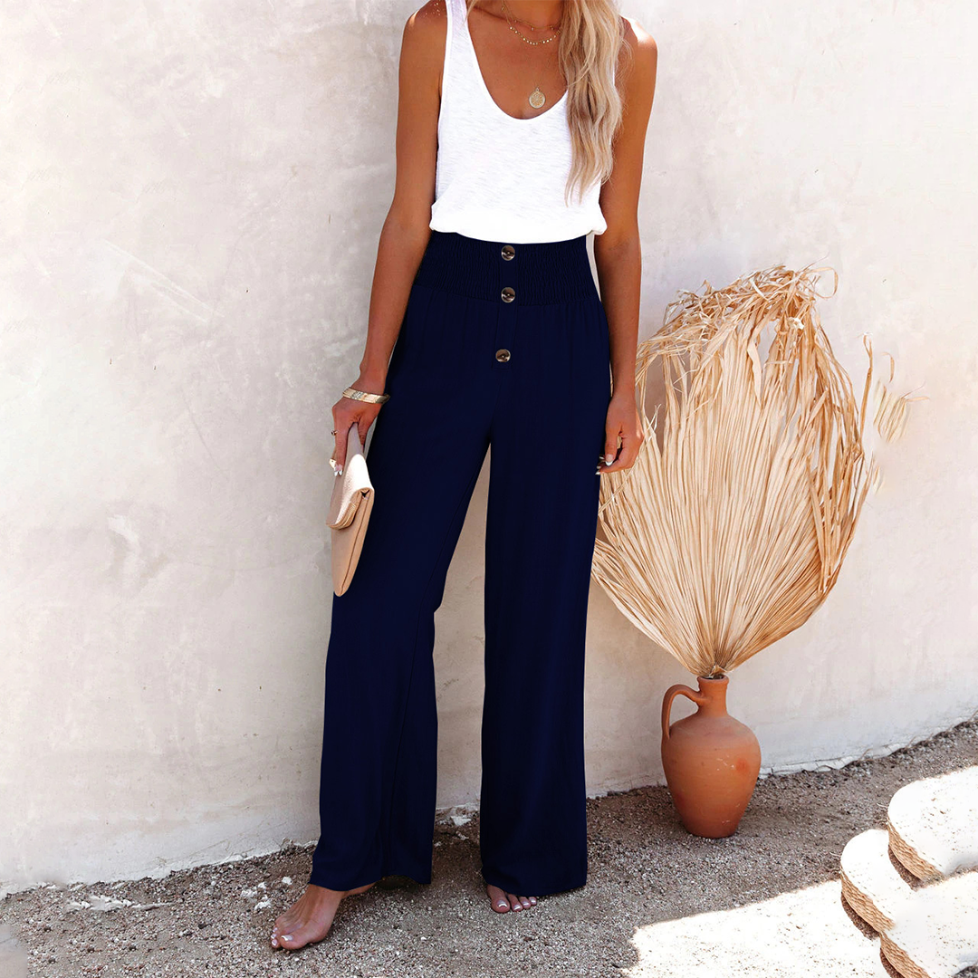 Amparo | Pantalón Palazzo Fresco de Verano de Cintura Alta Mujer Pierna Ancha