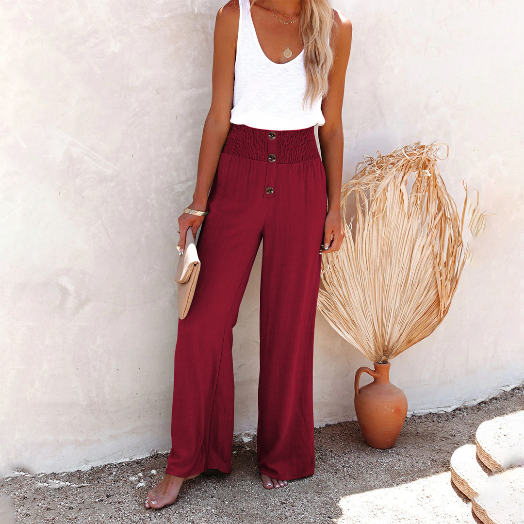 Amparo | Pantalón Palazzo Fresco de Verano de Cintura Alta Mujer Pierna Ancha