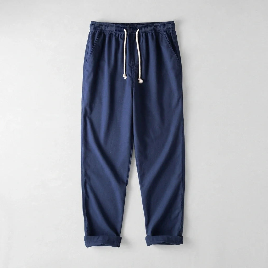 Andrés | Pantalón de Lino Hombre Cintura Elástica Cordón Pierna Ancha