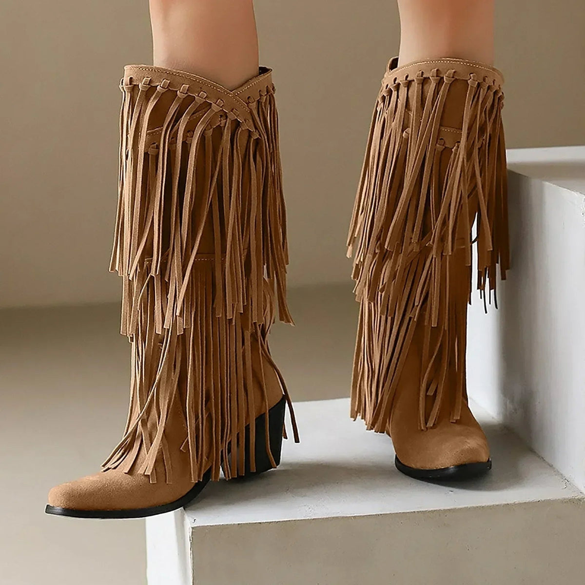 Ariadna | Botas Camperas Mujer Caña Alta con Flecos