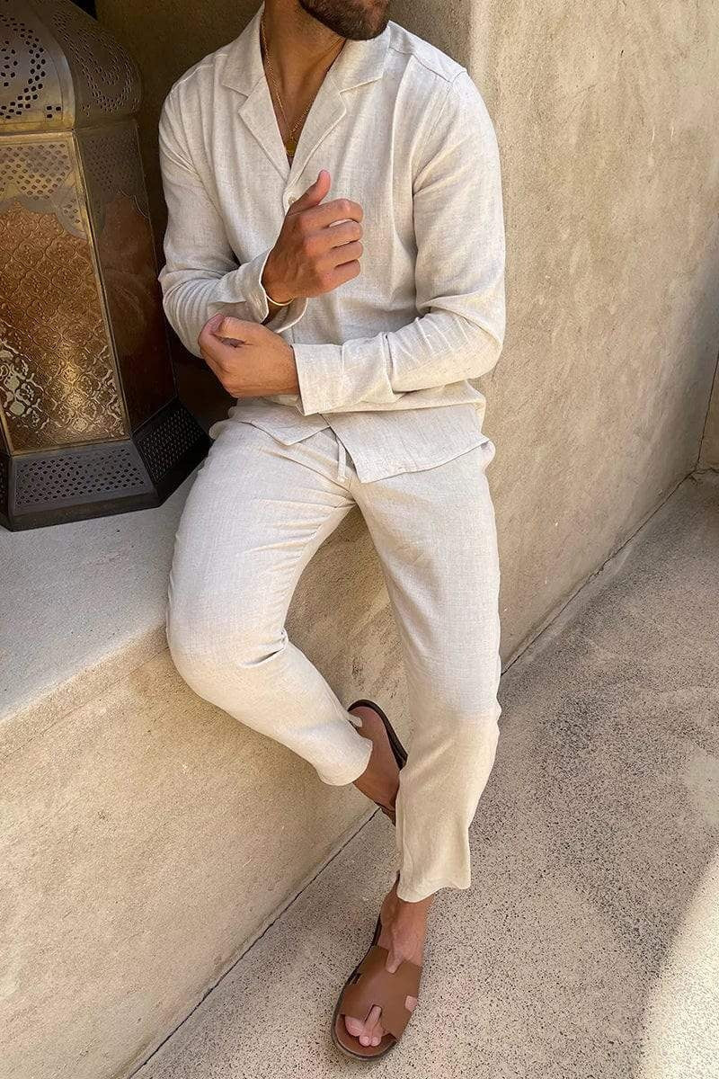 Arnau | Conjunto de Lino Elegante Hombre Manga Larga