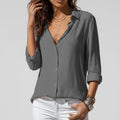 Beatriz | Camisa Blanca de Manga Larga Mujer Botones Cuello Solapa
