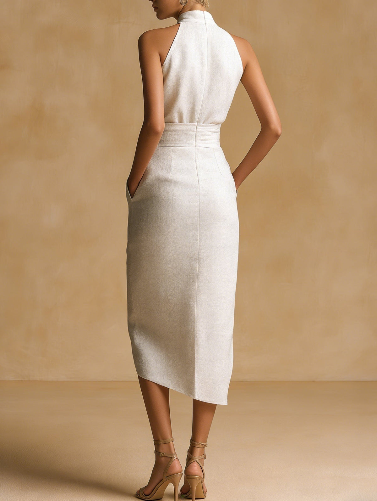 Beatriz | Vestido Midi de Cuello Alto Mujer Sin Mangas