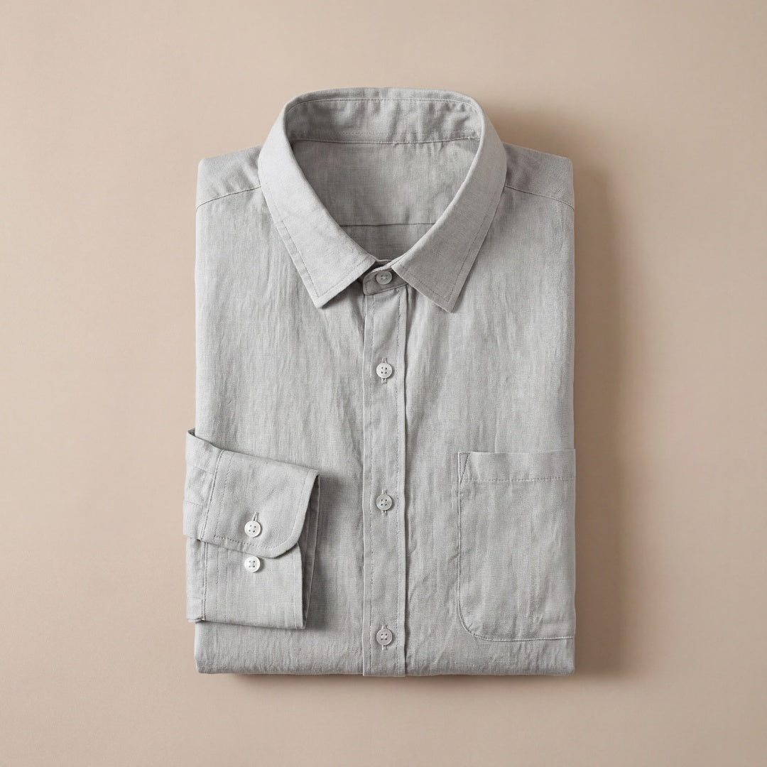 Biel | Camisa de Lino Hombre Manga Larga Bolsillo