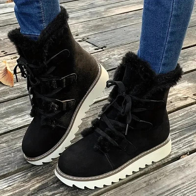 Carla | Botas de Invierno Forradas Mujer Planas con Cordones