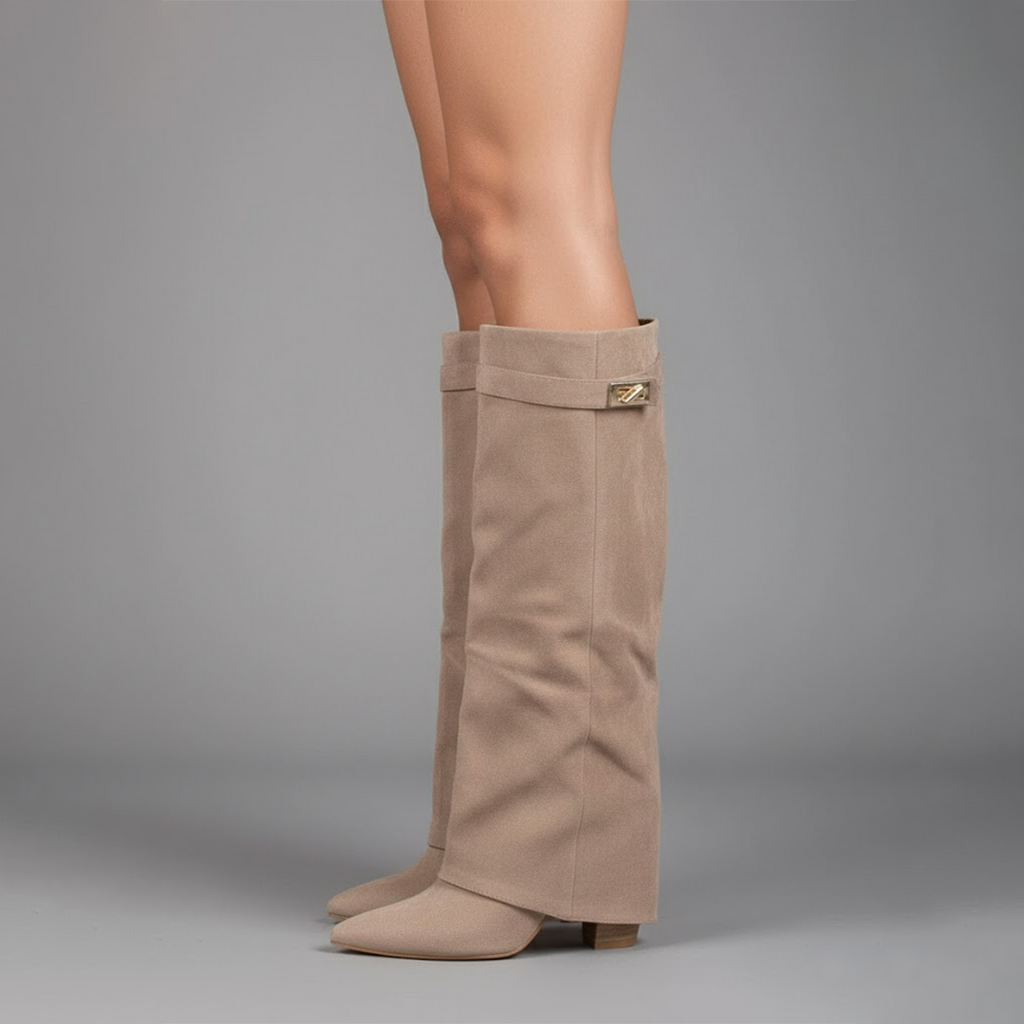 Cayetana | Botas Altas de Ante Mujer Caña Alta Tacón