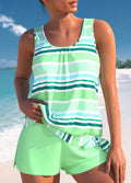 Celeste | Striped Tankini and Beach Shorts Set for Women