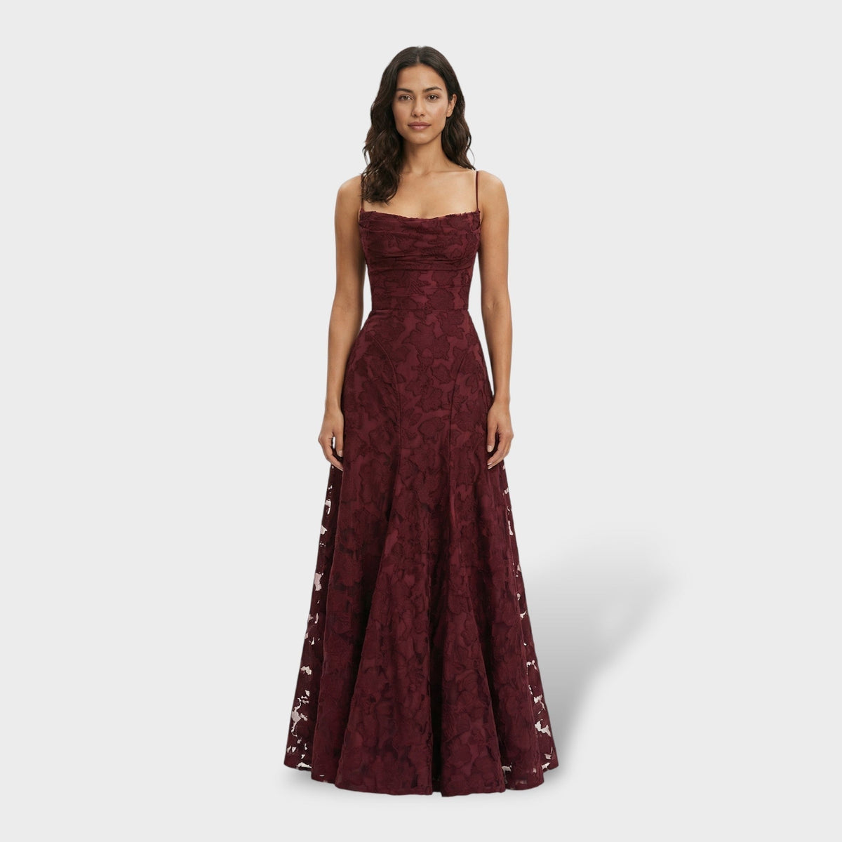Coral | Vestido Largo de Fiesta con Espalda Descubierta Mujer Encaje