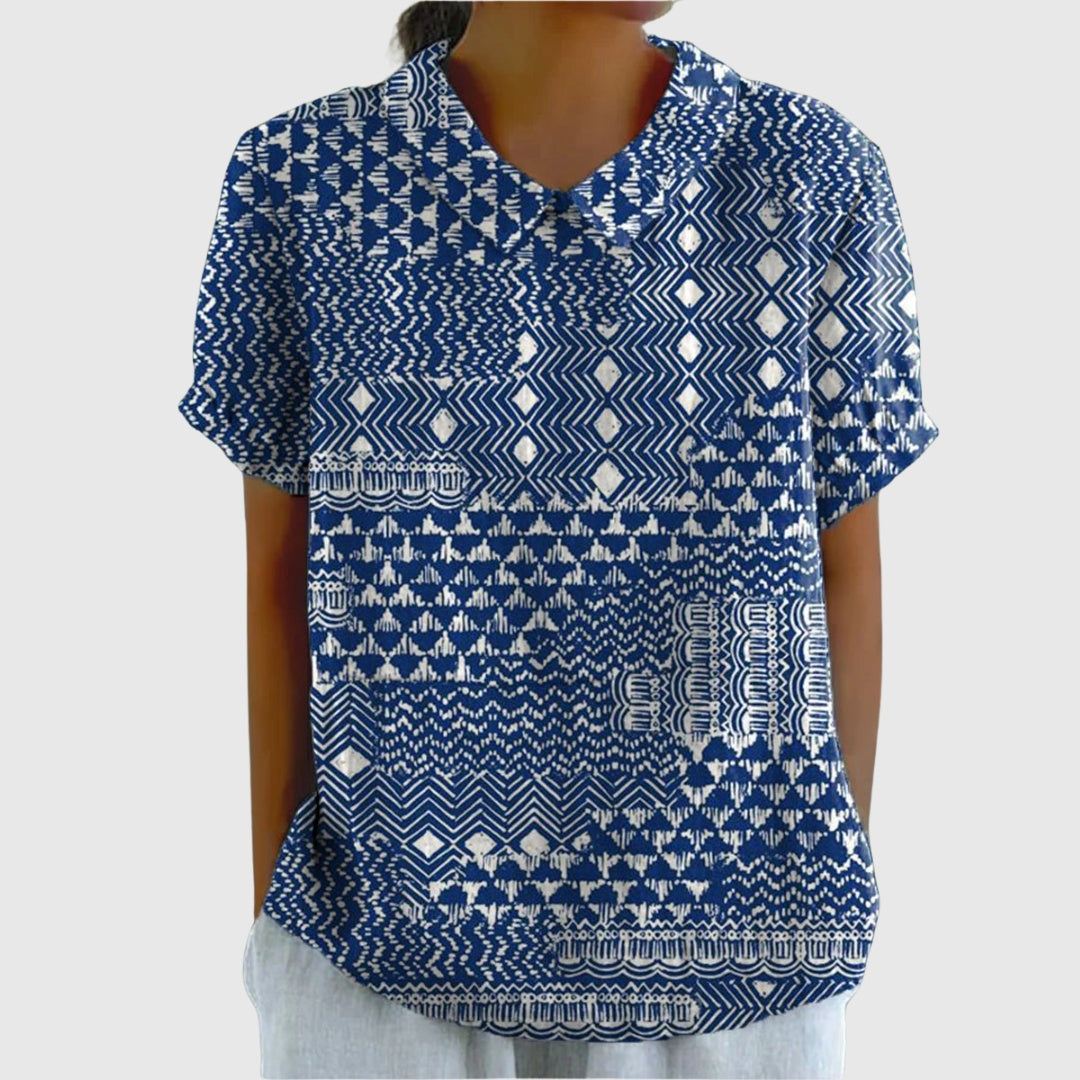 Covadonga | Camisa Oversize de Verano Estampada de Manga Corta Mujer