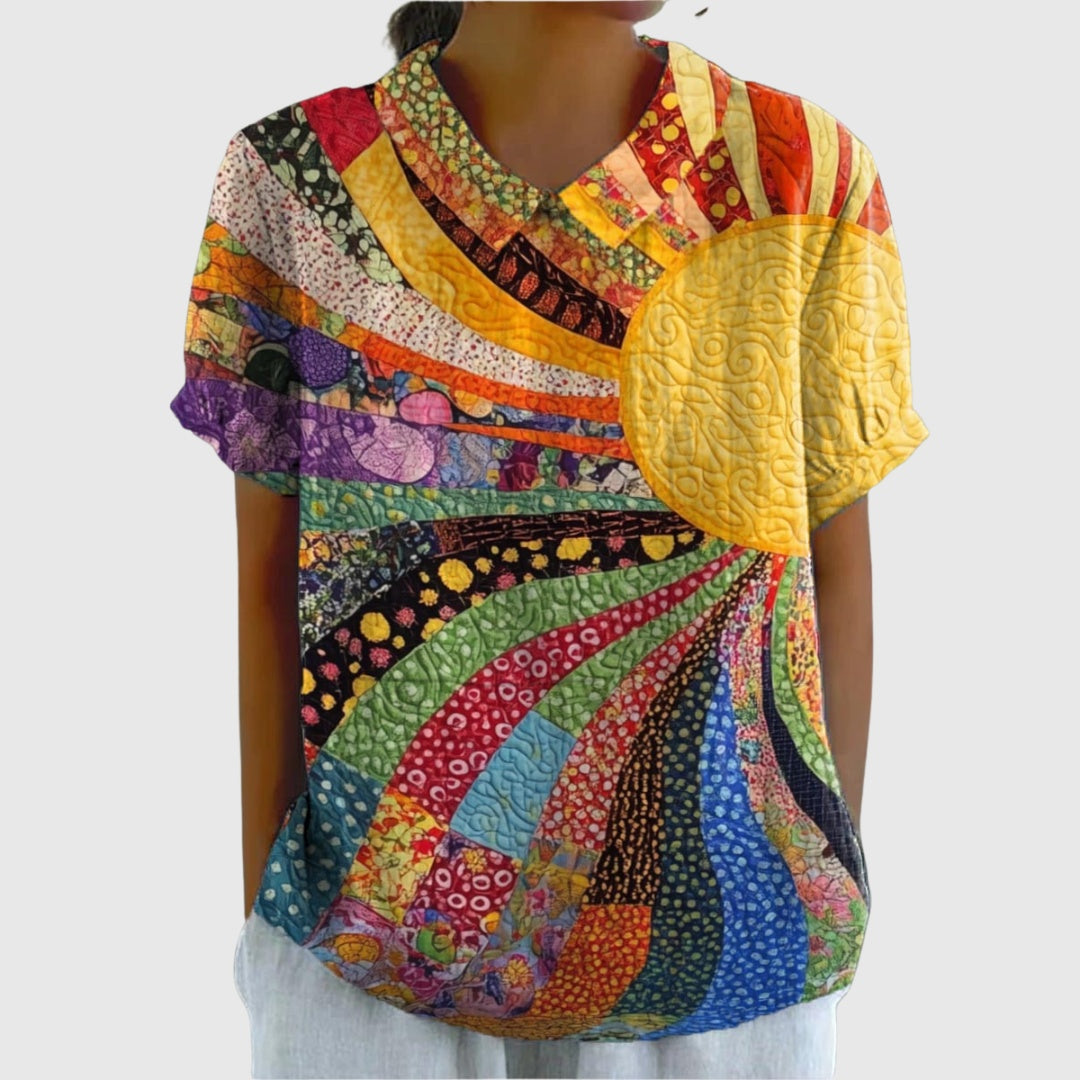 Covadonga | Camisa Oversize de Verano Estampada de Manga Corta Mujer