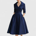 Covadonga | Vestido Midi de Novia Sencillo Mujer Manga 3/4 Falda Evasé