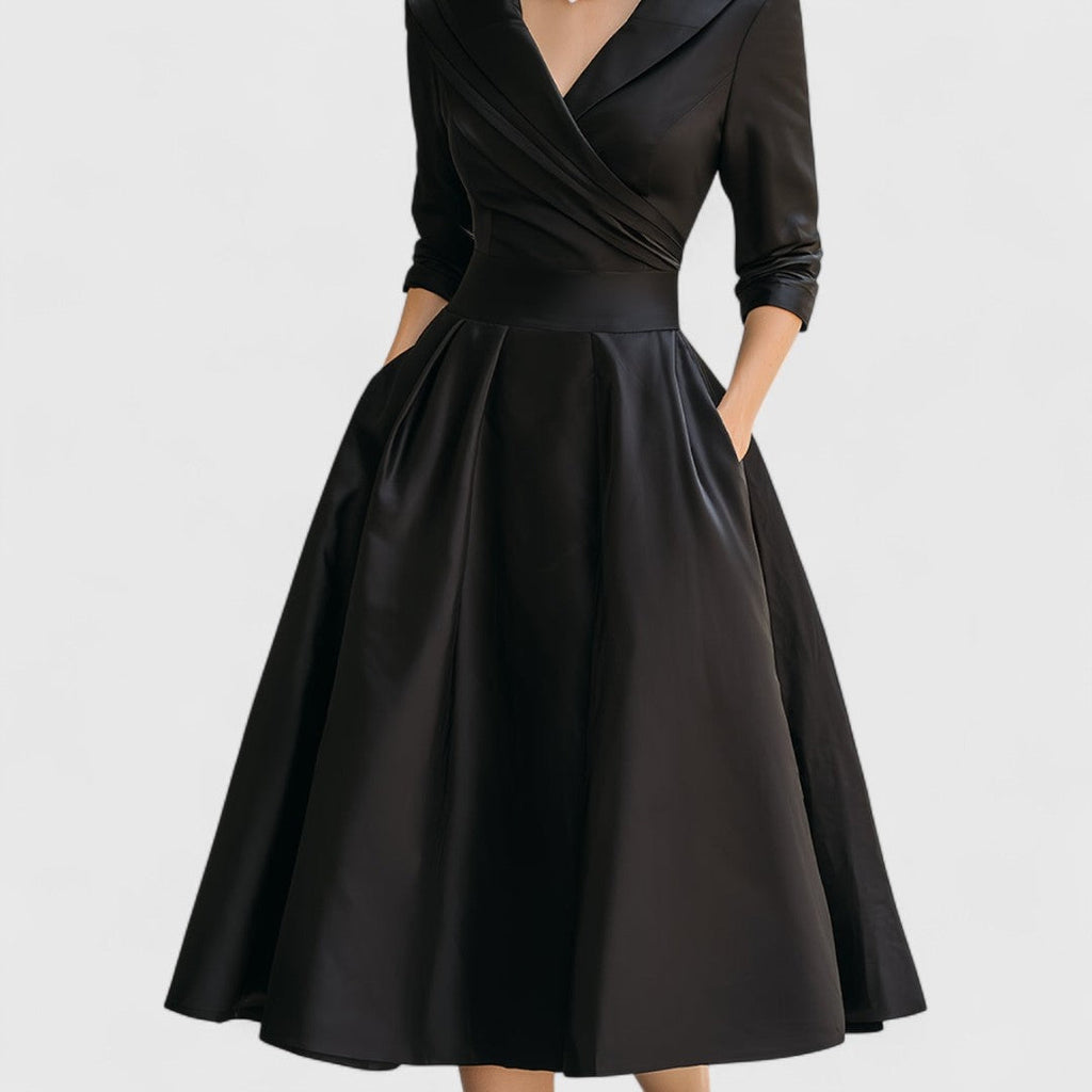 Covadonga | Vestido Midi de Novia Sencillo Mujer Manga 3/4 Falda Evasé