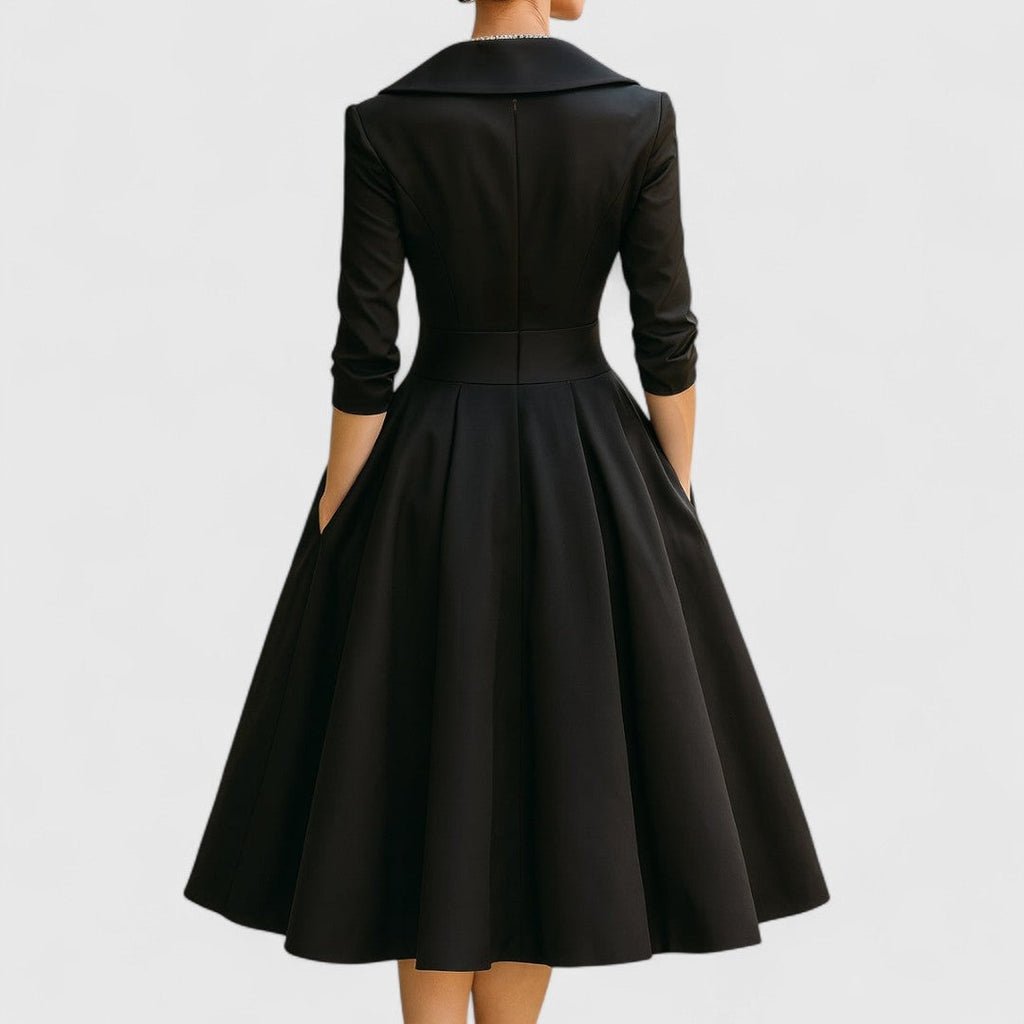 Covadonga | Vestido Midi de Novia Sencillo Mujer Manga 3/4 Falda Evasé