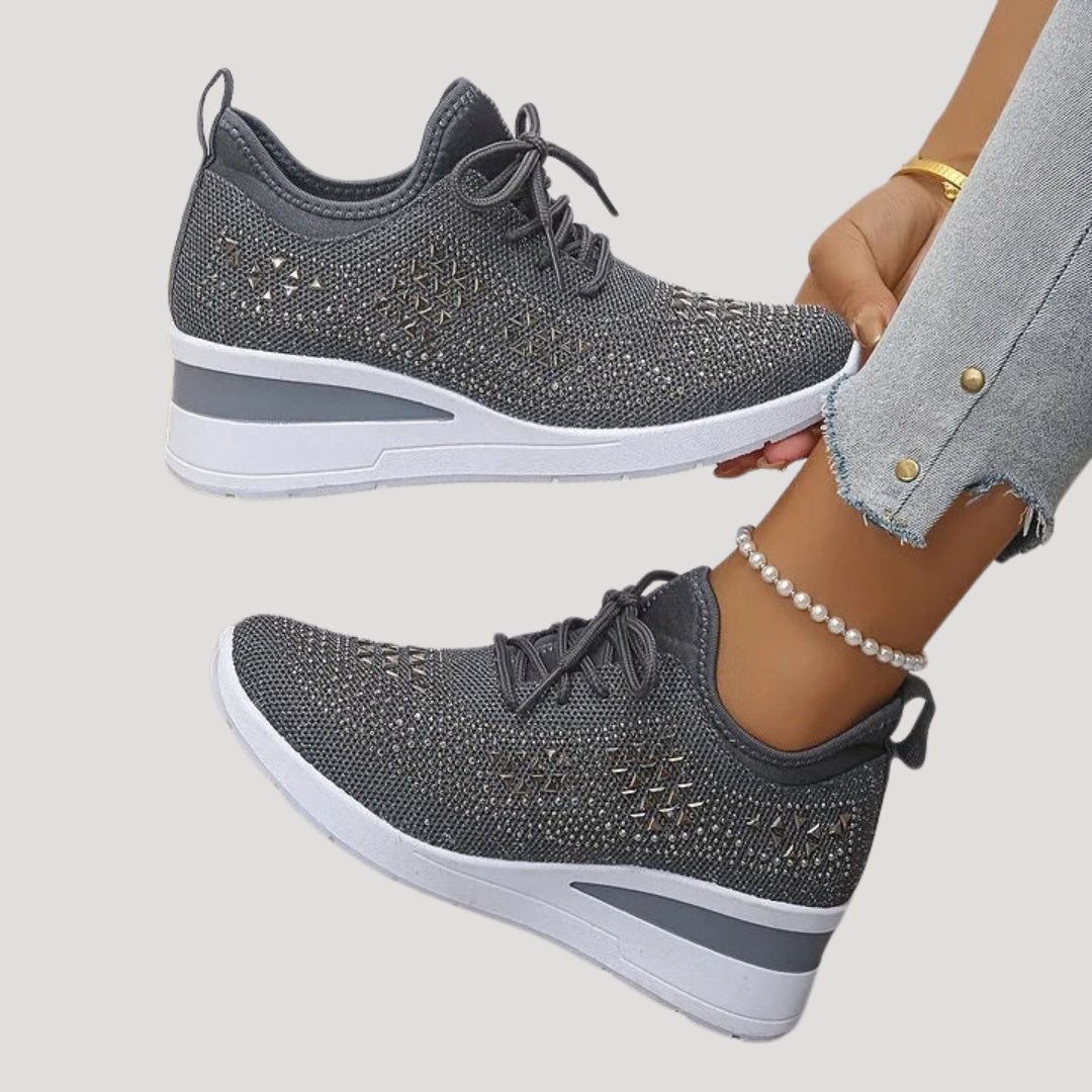 Cristina | Zapatillas Plataforma con Strass Mujer Cordones