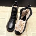 Delia | Botas Planas de Invierno Mujer Forro Borreguito con Cordones