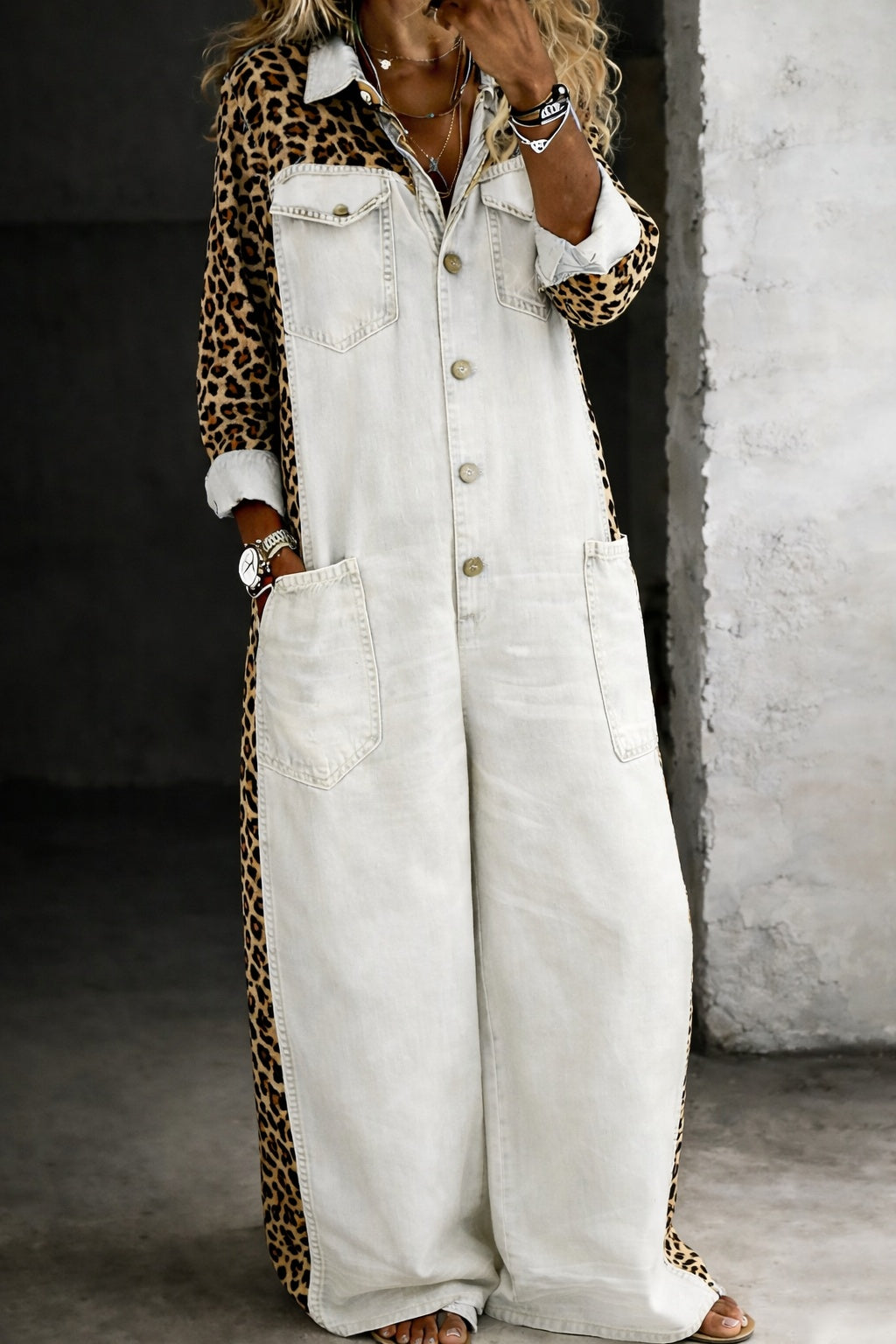 Diego | Mono Vaquero de Manga Larga Hombre Estampado Leopardo
