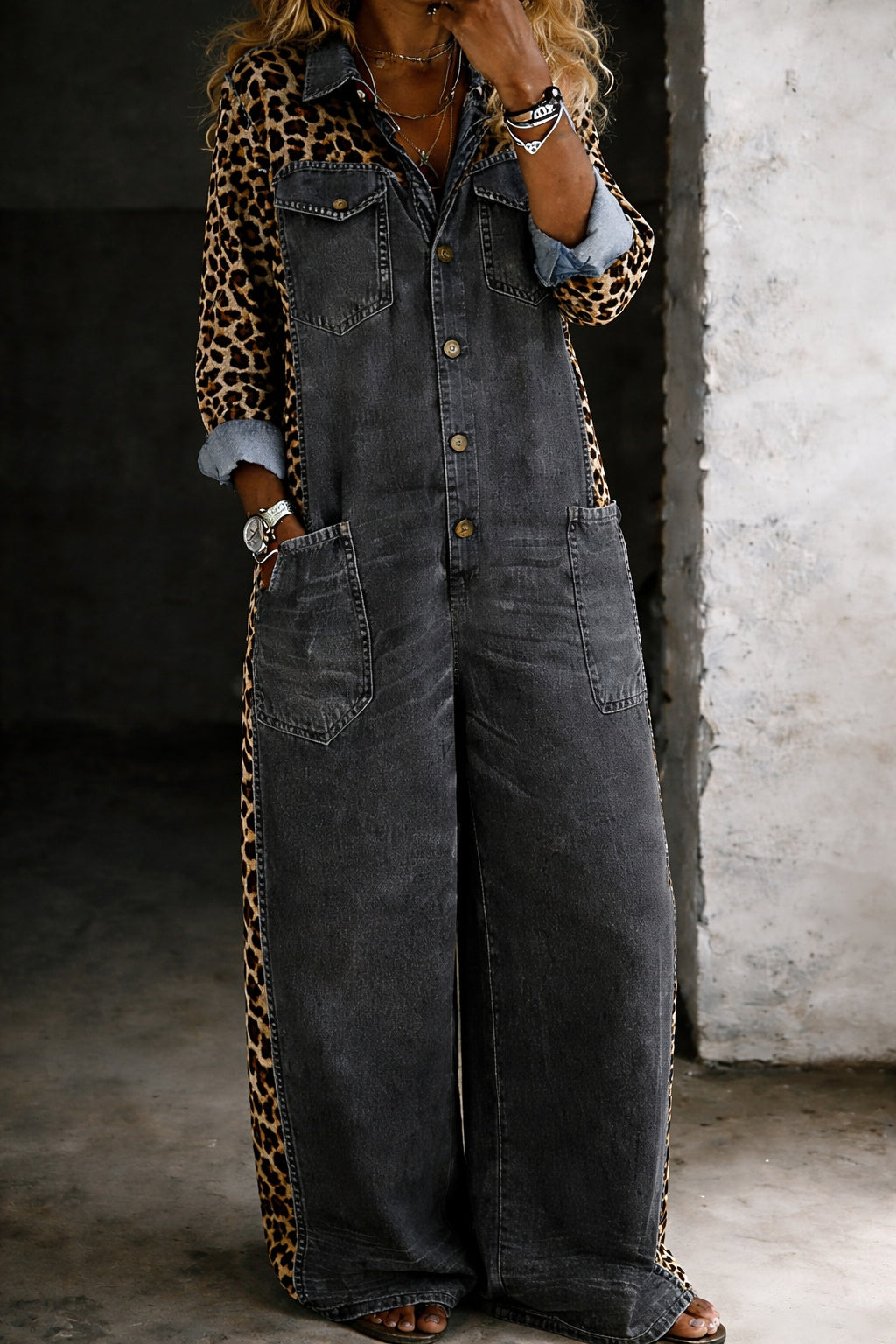 Diego | Mono Vaquero de Manga Larga Hombre Estampado Leopardo