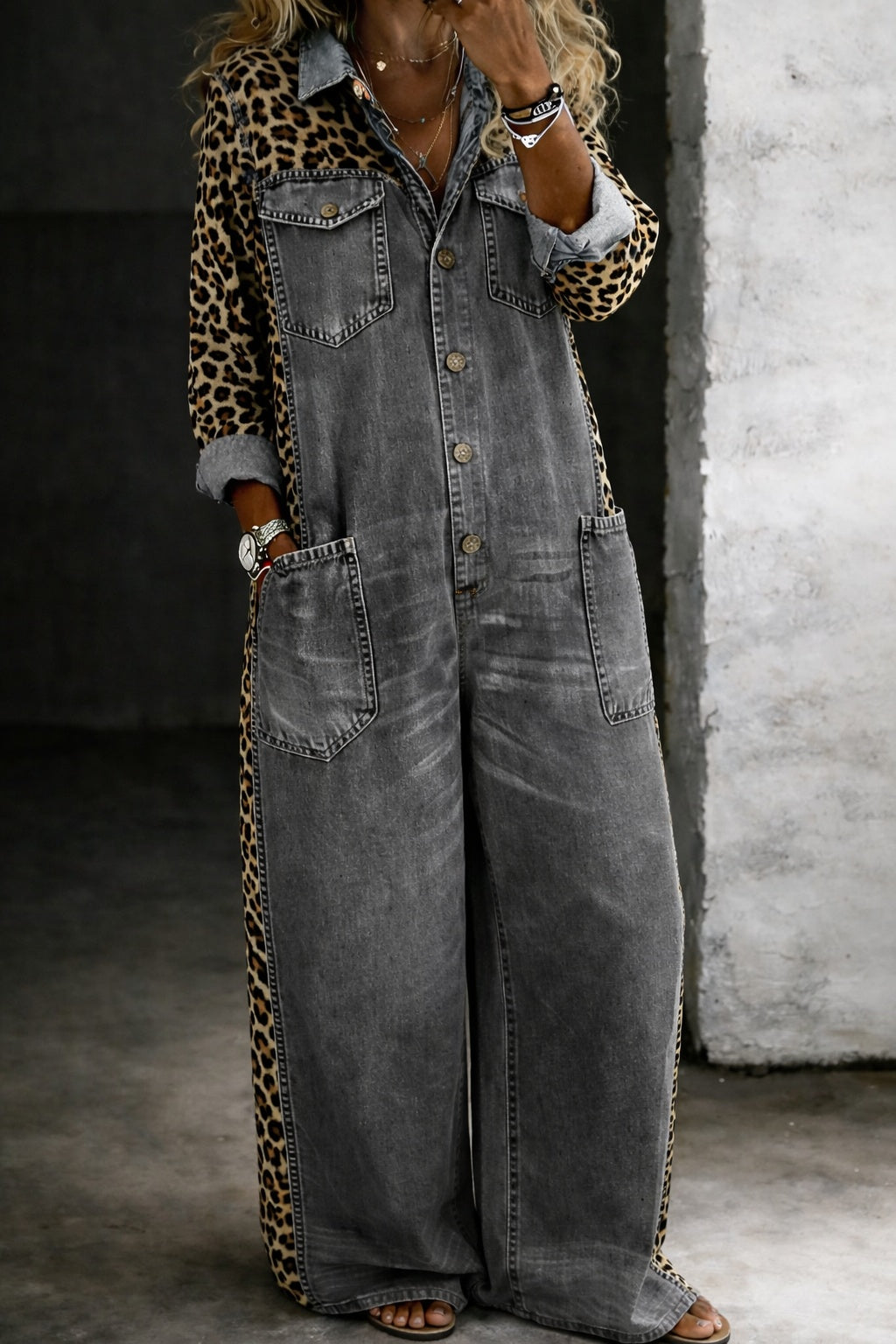 Diego | Mono Vaquero de Manga Larga Hombre Estampado Leopardo