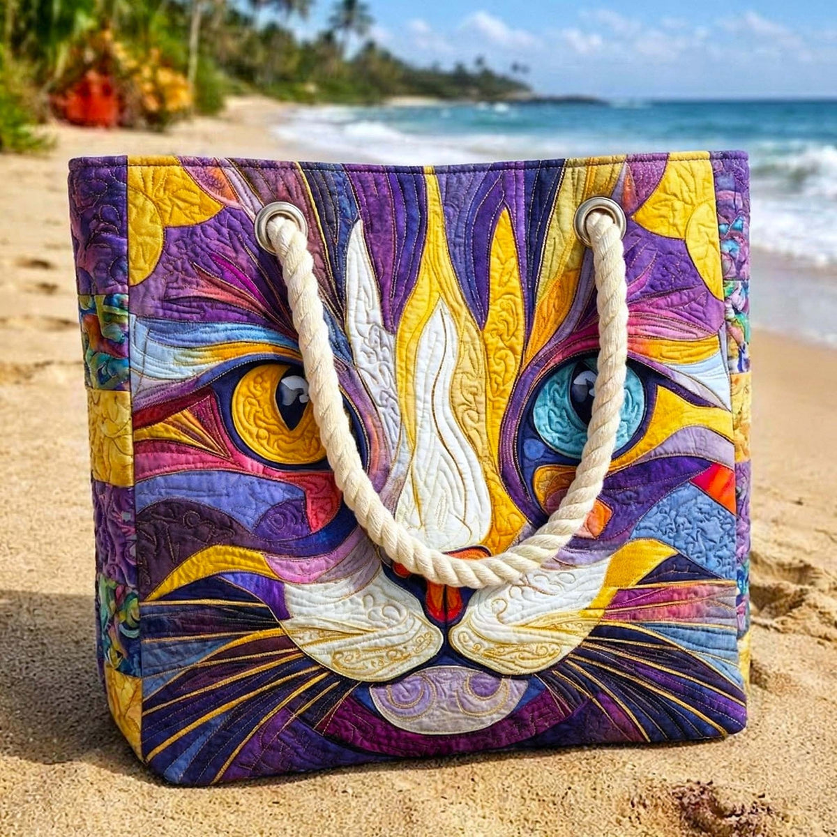 Dolores | Bolso Tote de Playa Artesanal Mujer Asas de Cuerda Estampado