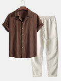 Enrique | Conjunto de Verano de Manga Corta Texturizado Hombre Cordón Ajustable