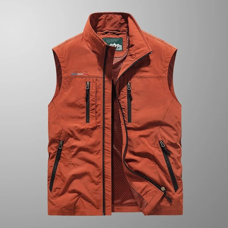Ernesto | Gilet Multipocket con Cremallera Hombre Cuello Alto