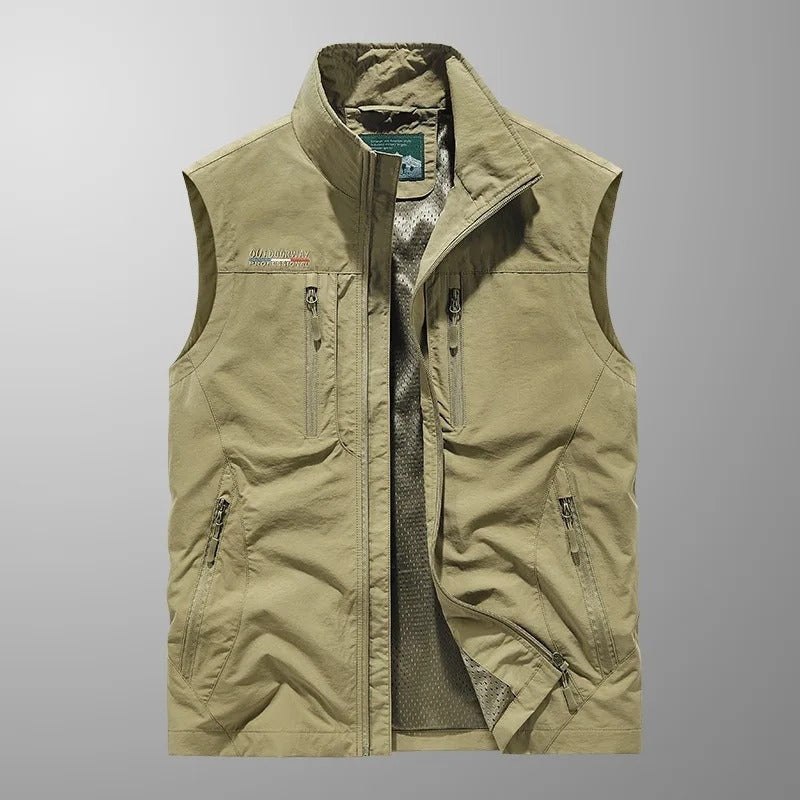 Ernesto | Gilet Multipocket con Cremallera Hombre Cuello Alto