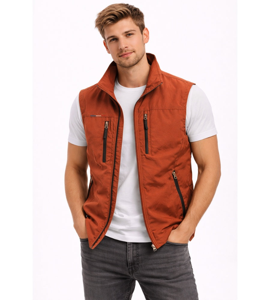 Ernesto | Gilet Multipocket con Cremallera Hombre Cuello Alto