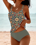 Esperanza | Tankini de Dos Piezas Cintura Alta Mujer Estampado Ornamental