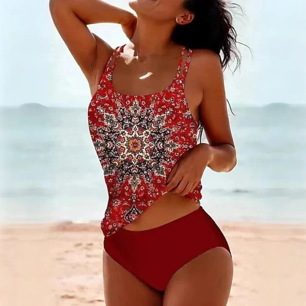 Esperanza | Tankini de Dos Piezas Cintura Alta Mujer Estampado Ornamental