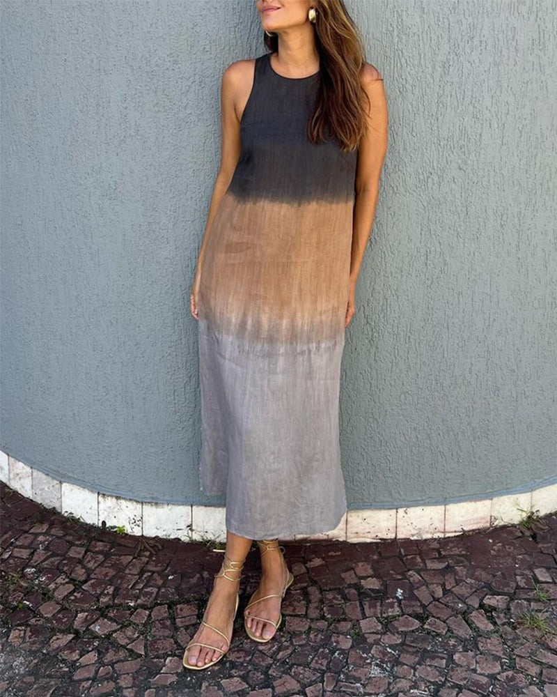 Esperanza | Vestido Largo de Verano Degradado Mujer Sin Mangas Abertura Lateral